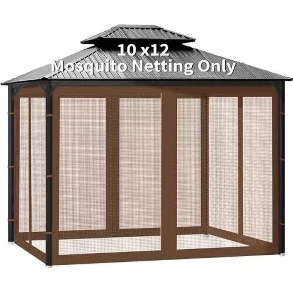 Gazebo Universal Replacement Mosquito Netting Outdoor Canopy 10' x 12' Brown‎